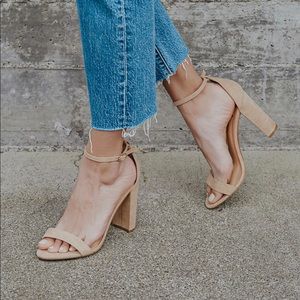 Suede 4” block heels from Lulus. Worn once.